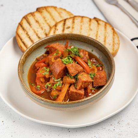 White Hungarian Salami and Capsicum Stew